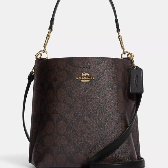 NWT ✅ Coach MOLLIE Bucket Bag 22 in Signature Canvas ⭐ NWT - Picture 9 of 17